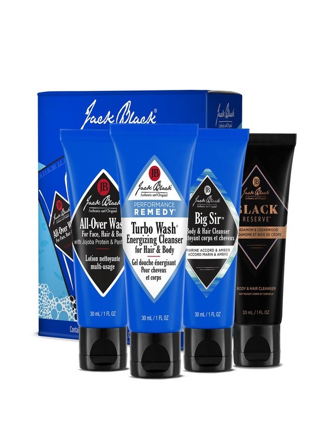 Jack Black - Variety Kit Body & Hair Cleanser Collection Set for Men - Mens Body Wash Travel Size (4-Pack) - Image 1